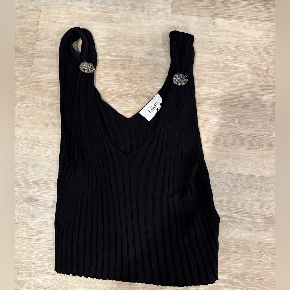 Black Ribbed Sleeveless Top-ba&sh